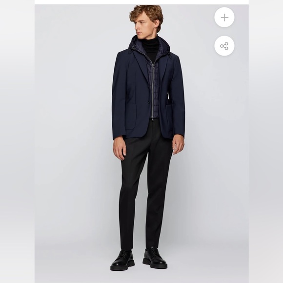 NWOT Hugo Boss Navy Down Filled SLIM-FIT JACKET WITH PADDED INNER BIB - Picture 12 of 14